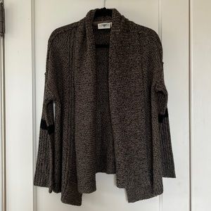 Two Tone Brown Black Waterfall Front Cardigan